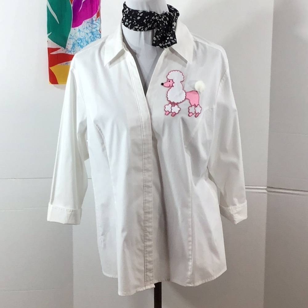 Pink Poodle white blouse XXL